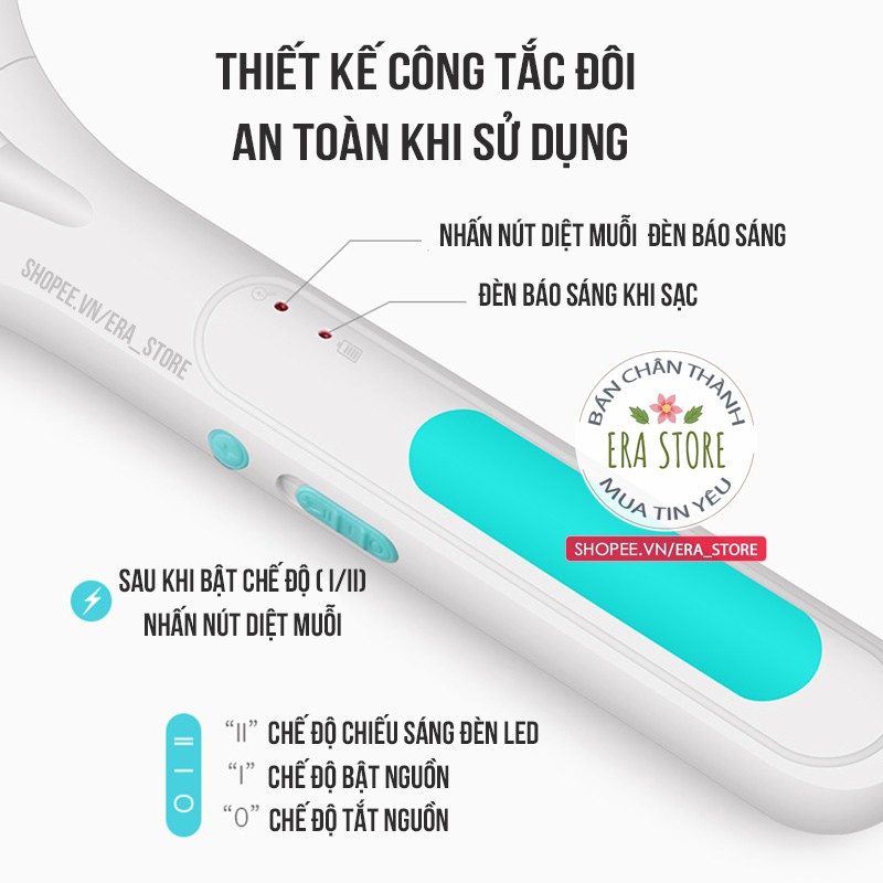 [HỮU ÍCH] Vợt bắt muỗi tích điện 3600v tích hợp đèn LED độ sáng rộng 3m2 3 lớp lưới an tòan pin bền bắt muỗi hiệu quả