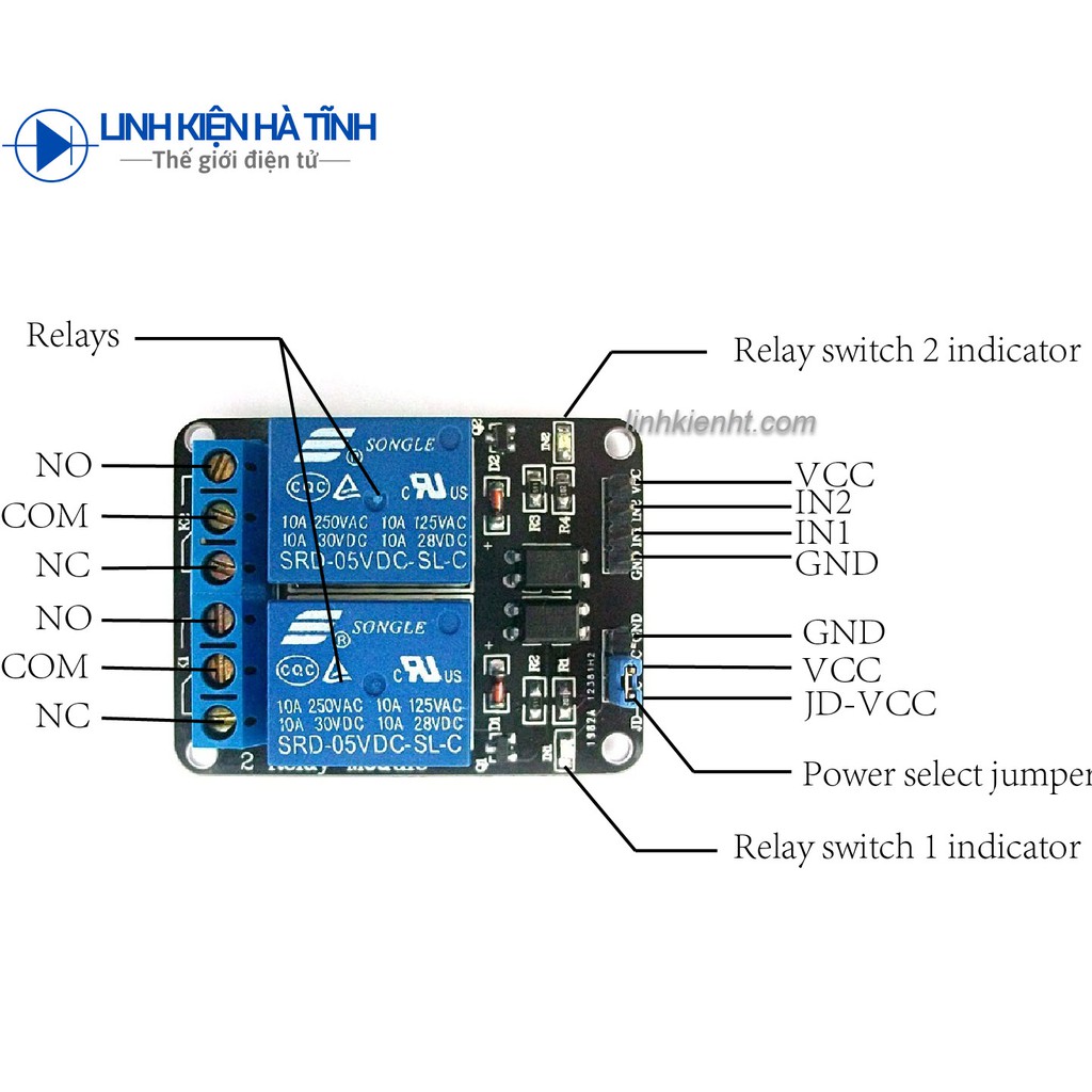 [Mã ELORDER5 giảm 10K đơn 20K] MẠCH RELAY 2 KÊNH 5V