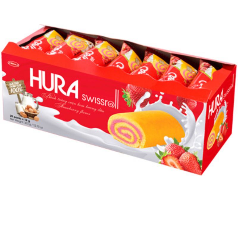 Bánh Bông Lan Cuộn HURA 🌸 FREESHIP 🌸 Bánh Nhân Kem Vị Trứng Bơ Sữa , Vị Cốm , Vị Dâu , Vị Cam Ăn Vặt Ăn Sáng Thơm Ngon