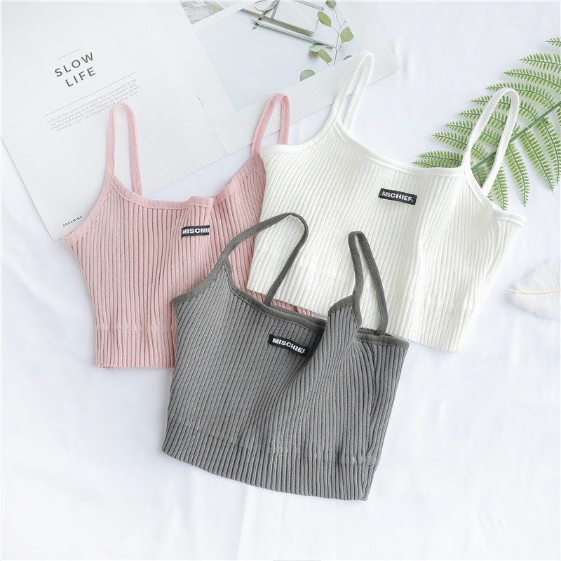 Xiaozhainv Áo Camisole Form Ôm Họa Tiết Thêu Hình Chữ Cái