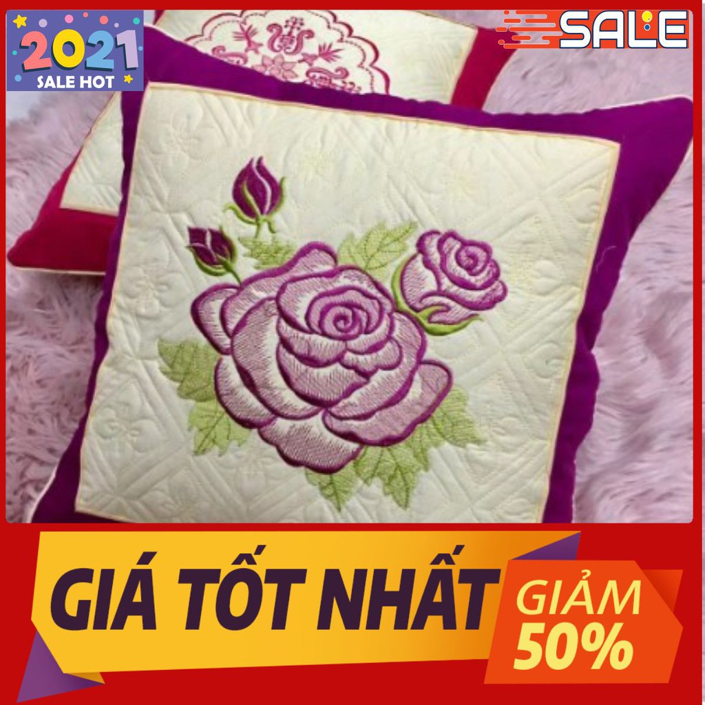 Combo 2 vỏ gối vuông Cotton lạnh cao cấp tím khoai môn