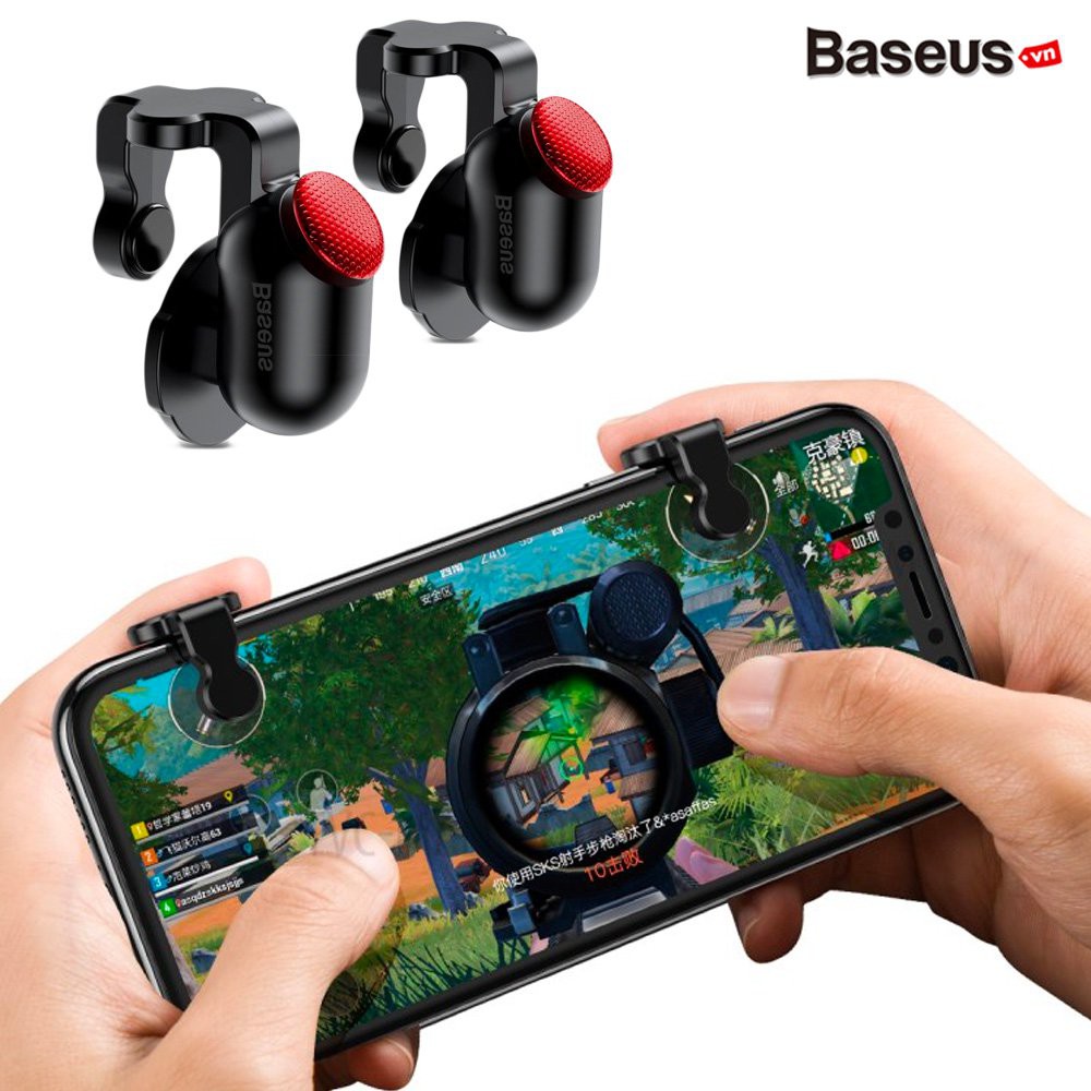 Bộ 2 Nút bấm chơi game PUBG, ROS, FREE FIRE, KNIGHT OUT- Baseus Red-Dot Mobile Game