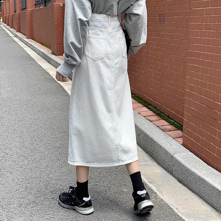 Chân váy denim form chữ A lưng cao màu trơn xinh xắn 36917 | BigBuy360 - bigbuy360.vn