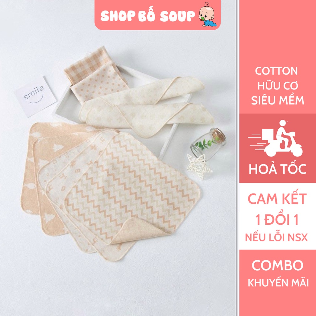 Khăn lau cho bé chất liệu cotton hữu cơ mềm mại Shop Bố Soup