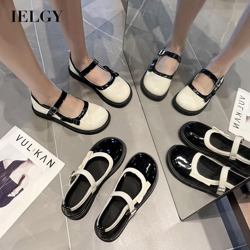 Giày IELGY chất liệu da đế dày phong cách Anh Quốc thời trang cho nữ