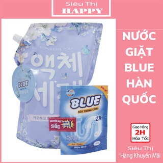 Thùng 8 túi nước giặt Blue Hàn Quốc, túi 2L