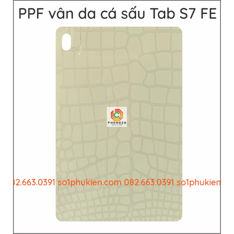 Dán PPF Samsung Tab S7 FE loại trong, nhám, vân da cá sấu dành cho màn hình, mặt lưng, full body lưng viền