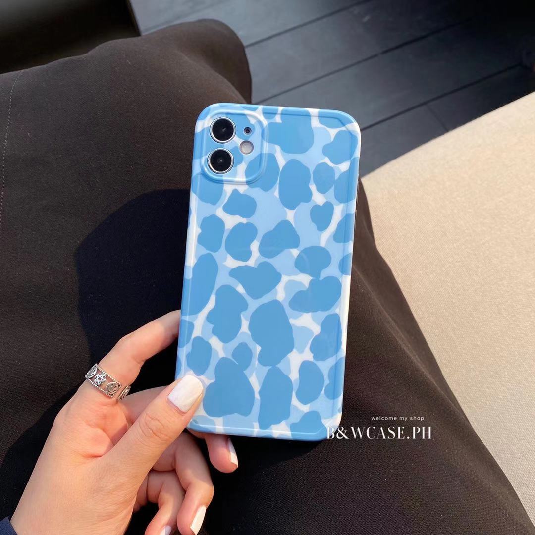 Fashion Matcha Green Blue Leopard Print Phone Case For iPhone 12 11 Pro Max IX XS Max XR i7 i8 Plus Cases Full Soft IMD Cover