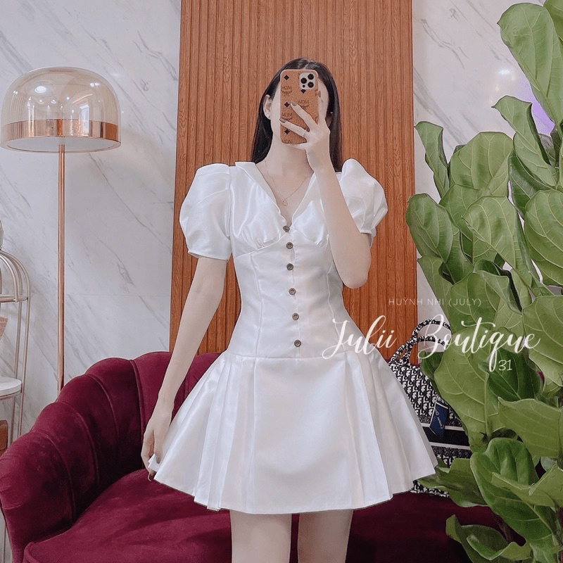 FREE SHIP ĐẦM NỮ DỰ TIỆC TAFTA XẾP LY CÓ 2 MÀU PU