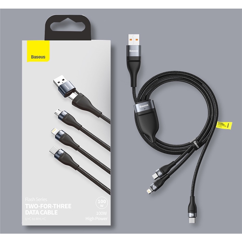 XIAOMI HUAWEI Dây Cáp Sạc USB Loại C Baseus 100W 3 Trong 1 Cho iPhone 13 Pro 12 XR 100W