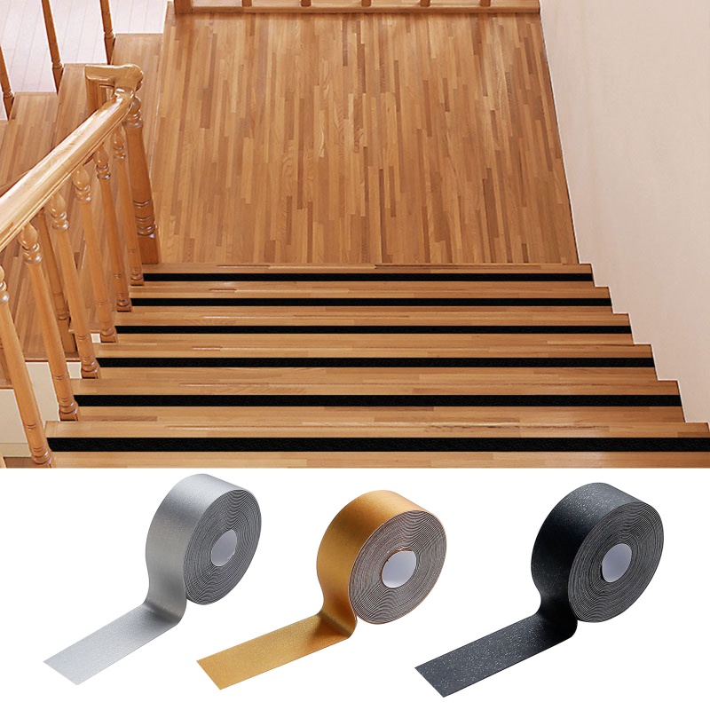 Cuộn Băng Keo PVC Màu Đen / Vàng / Bạc Dán Cầu Thang Chống Thấm Nước Trang Trí Nhà Cửa / Phòng Ngủ /