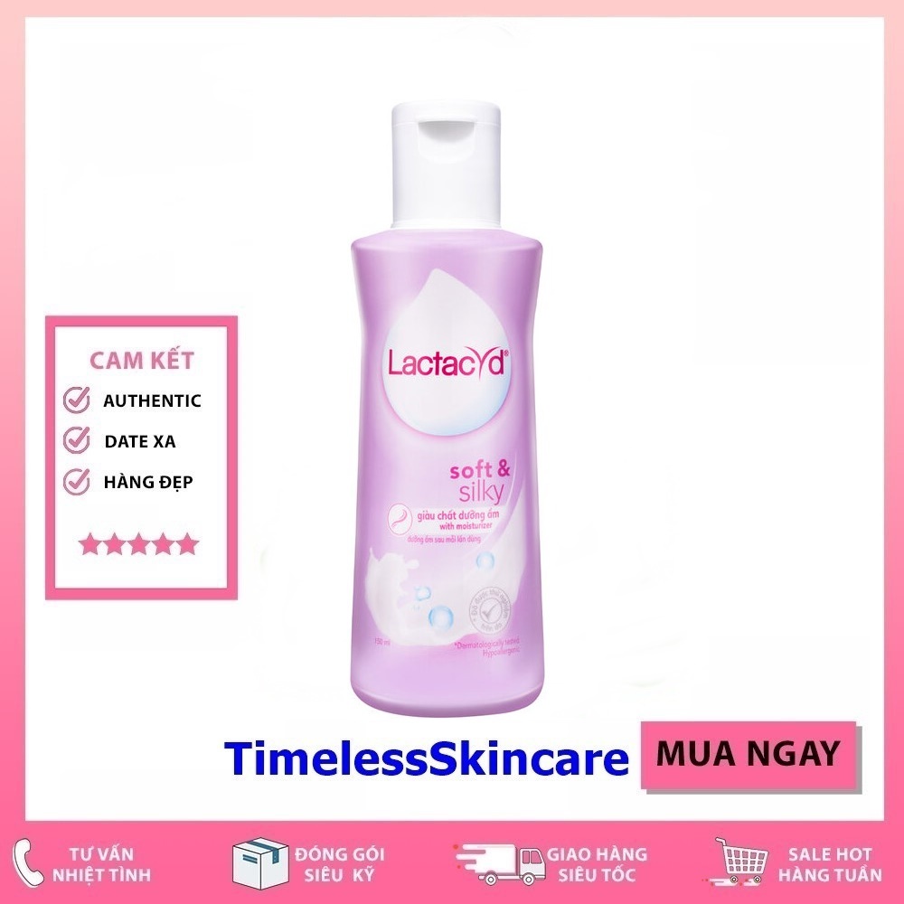 Dung Dịch Vệ Sinh Phụ nữ Lactacyd Soft &amp; Silky Dưỡng Ẩm 150ml