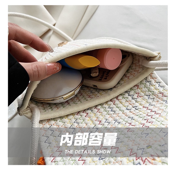 Túi Đeo Chéo Vai Đan Cói Đính Hoa Nhỏ Dễ Thương Thời Trang Mùa Hè Dành Cho Bạn Nữ 2022