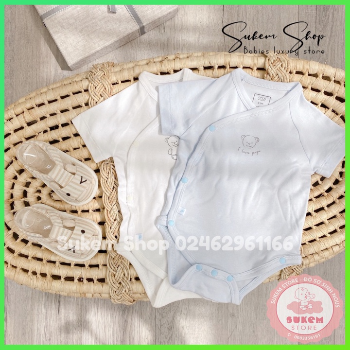 Set 2 Body Cài Lệch Cộc Tay Vạt Chéo Nous Premium Dòng Sản Phẩm Cao Cấp Cho Bé