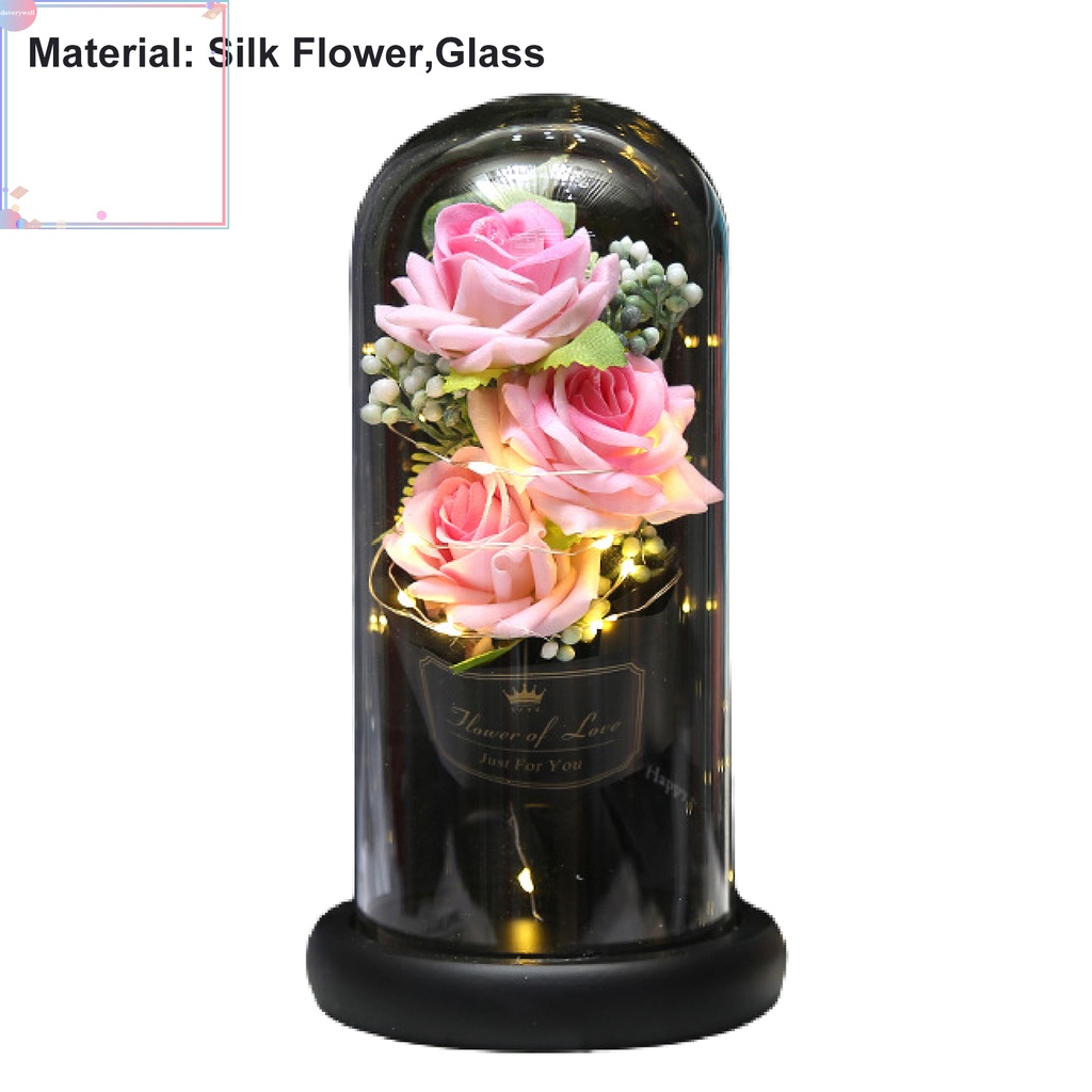 Đèn LED hình hoa hồng giả đế gỗ ổn định trang trí nhà cửa