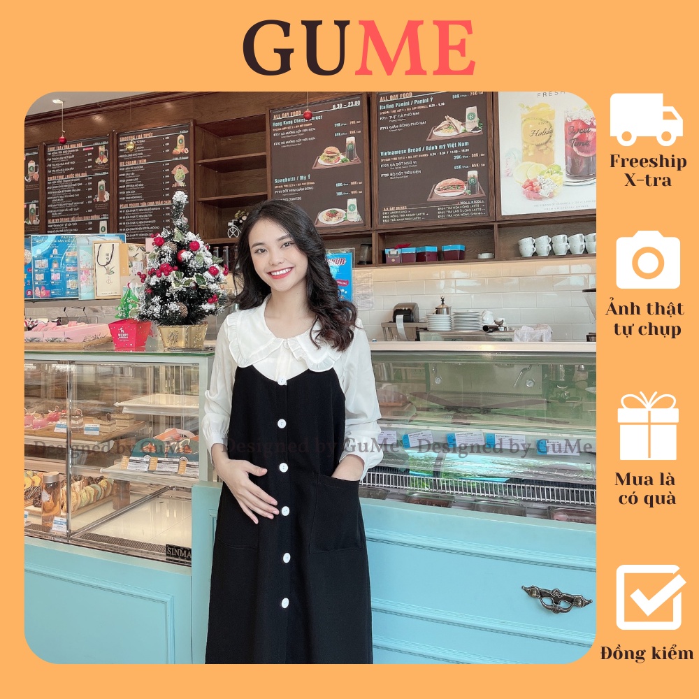 Đầm bầu công sở Váy bầu đẹp màu đen túi trước dáng suông MYC 8M