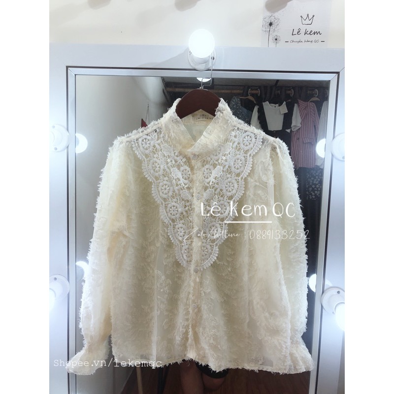Áo kiểu cổ ren tay dài QCCC [ Ảnh thật