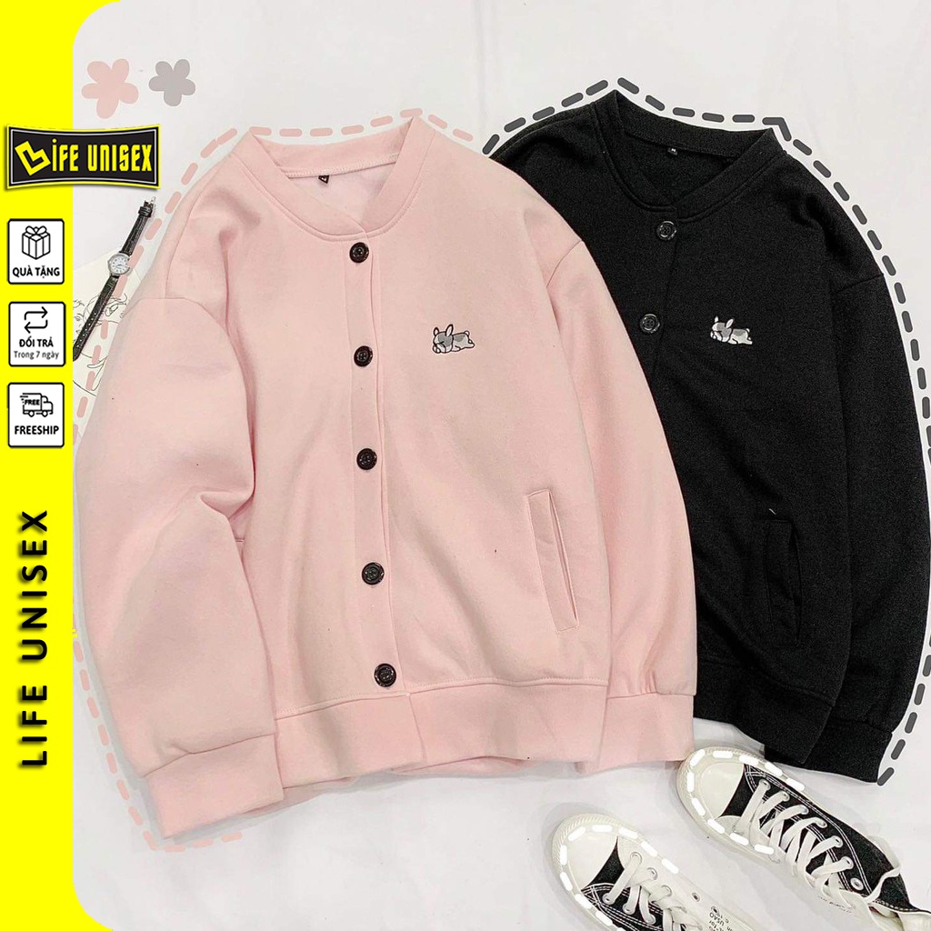 Áo khoác cardigan nỉ THÊU CHÓ Cute Dành cho nam/nữ và cặp đôi, Áo khoác cardigan nỉ phong cách Unisex - Life Unisex