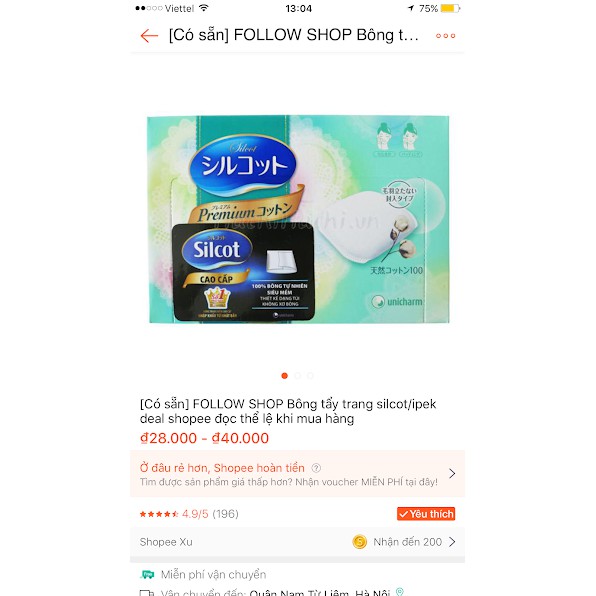 [Có sẵn] FOLLOW SHOP Bông tẩy trang silcot/ipek deal shopee đọc thể lệ khi mua hàng