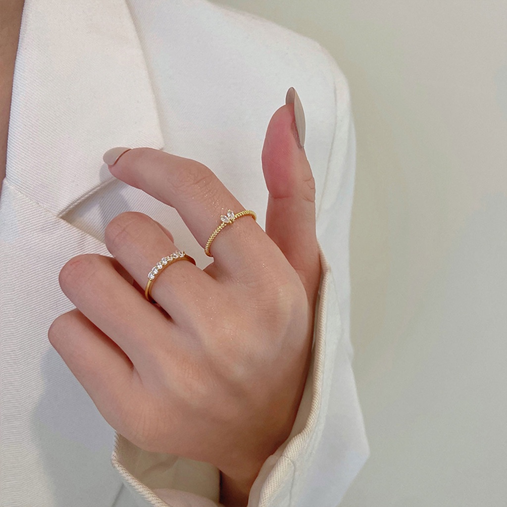 Nhẫn Hở Đính Đá Zircon Vàng Hình Trái Tim Tinh Tế Sang Trọng Thời Trang Mùa Hè Cao Cấp Cho Nữ