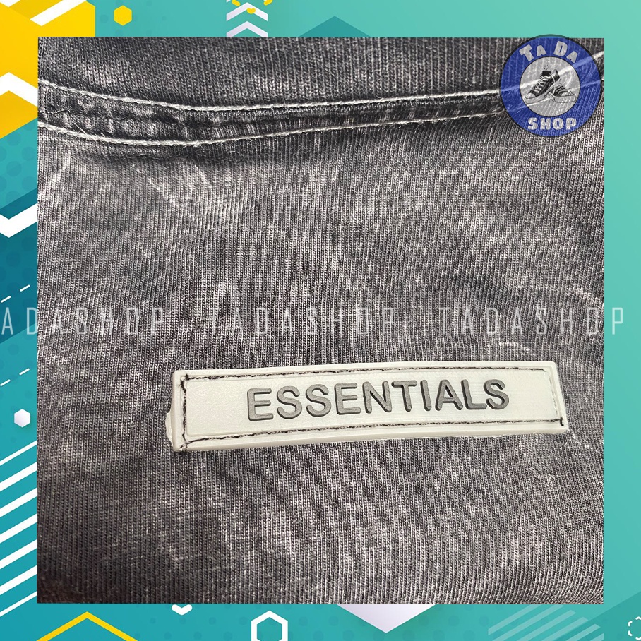 Áo Phông đen wash oversize Nam Nữ ESSENTIALS ảnh thật