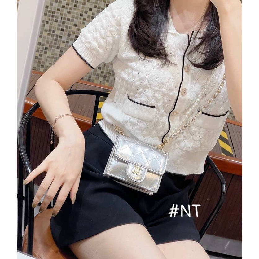 [ÁO CARDIGAN] Áo Croptop Nữ, Áo Dệt Kim Chất Len Xốp Cổ Bẻ Phối Chân Váy, Quần Siêu Xinh | BigBuy360 - bigbuy360.vn