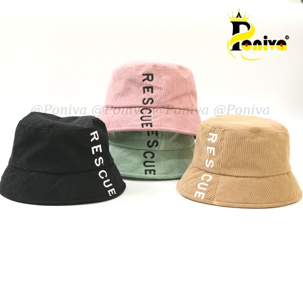 Mũ bucket  ❤️ Nón tai bèo vành cụp thêu chữ nhiều màu sắc form unisex BK02 nhung tăm Ulzzang Thời trang PONIVA siêu hot