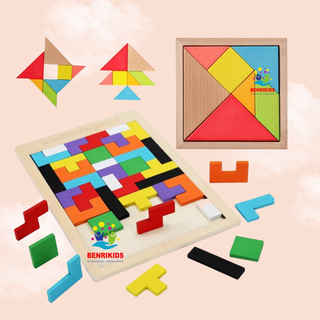 Đồ Chơi Lắp Ráp Tangram Thông Minh Nhiều Mảnh Ghép Cho Bé Rèn Luyện Tư Duy Logic Bé Vừa Chơi Vừa Học
