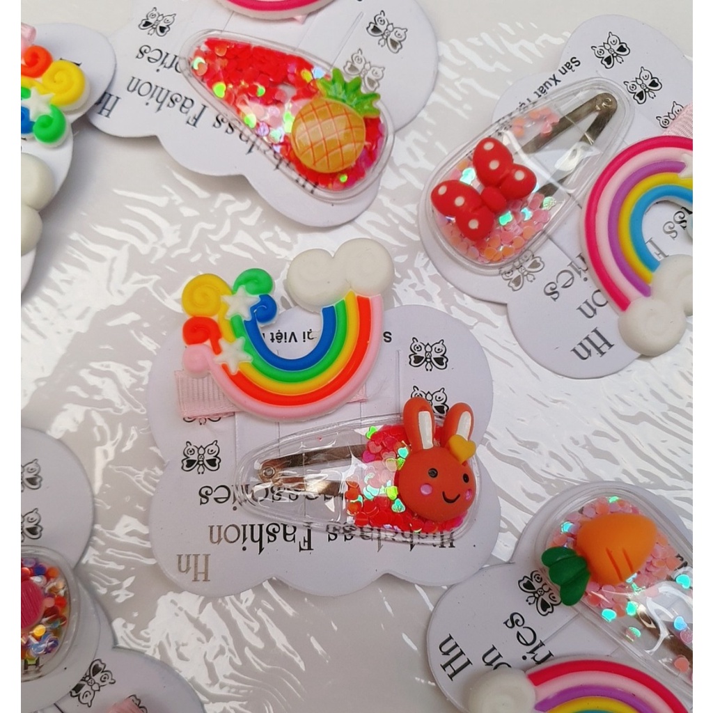 Set 2 kẹp mái cầu vòng phối kẹp bấm kim tuyến icon