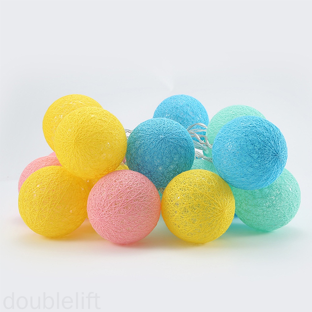 Dây đèn treo trang trí hình quả cầu cotton