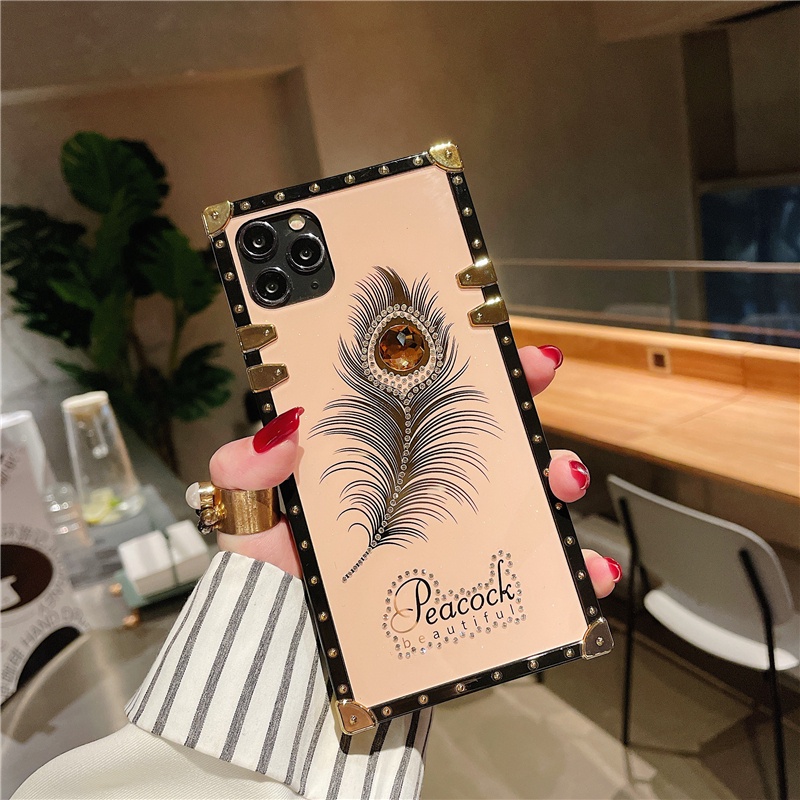 Thời Trang Ốp Điện Thoại Hình Vuông Đính Kim Cương Giả Cho iphone 14 13 12 pro max 11 pro max xs xr 6 6s 8 7plus