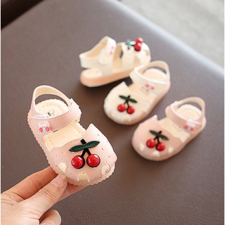 Dép sandal bé gái - Giày dép tập đi cho bé từ 1- 4 tuổi hình quả Cherry hàng Quảng Châu chất da PU siêu mềm (166)
