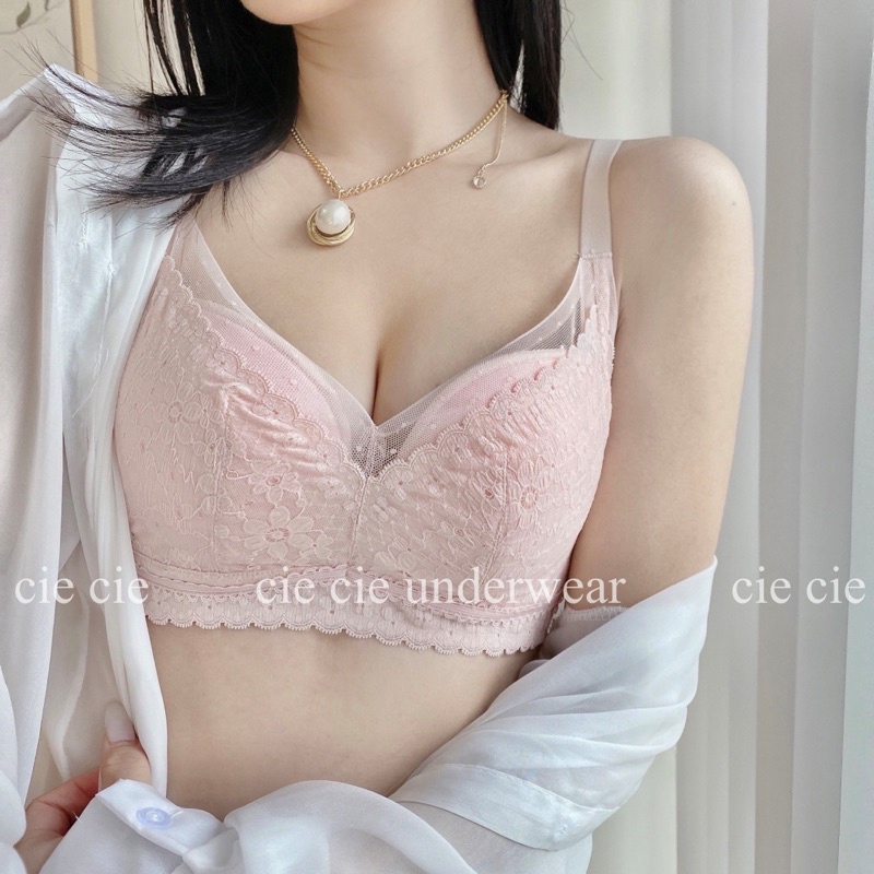 Áo lót ren nâng ngực tự nhiên, đệm vừa, không gọng thoải mái 905