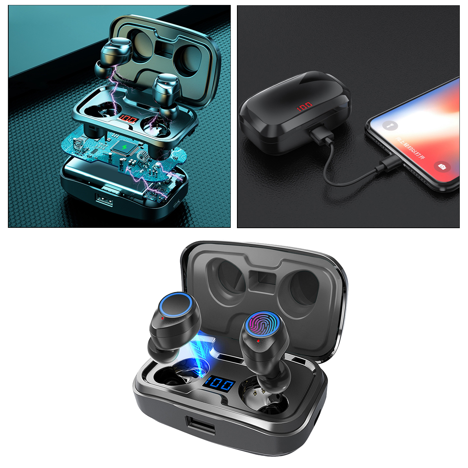SafeTrip Wireless Earbuds Bluetooth 5.0 HiFi Sound Waterproof Headphone With Mic Case 
