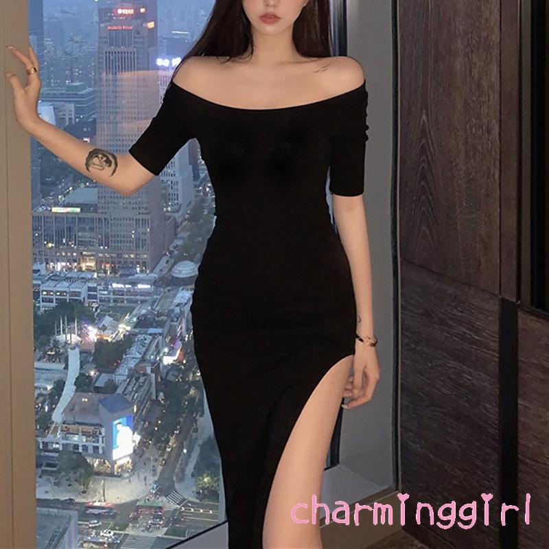 Đầm Ôm Tay Ngắn Cổ Vuông Màu Sắc Trơn Thời Trang Dành Cho Nữ