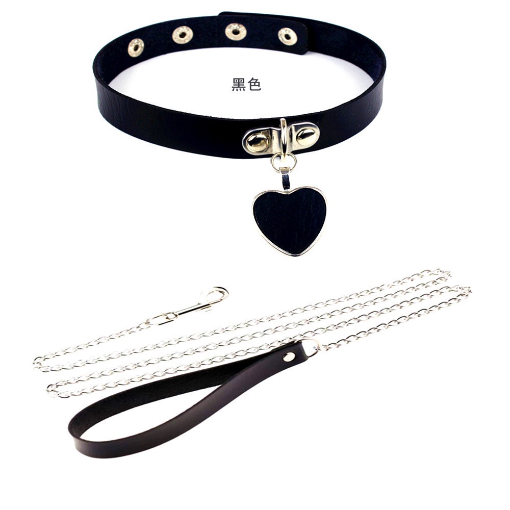 Vòng cổ hình trái tim kèm dây xích da sexy đáng yêu / phụ kiện chụp ảnh cosplay BIKI HOUSE T510 - HCM - Giao Hỏa Tốc