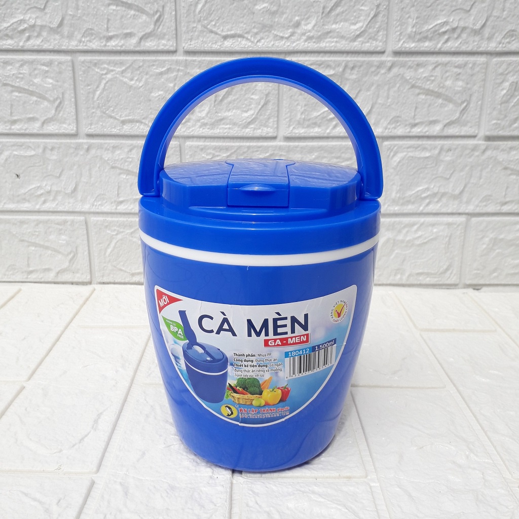Hộp cơm camen 2 ngăn 1500ml kèm muỗng tiện dụng - Hộp đựng cơm nhựa