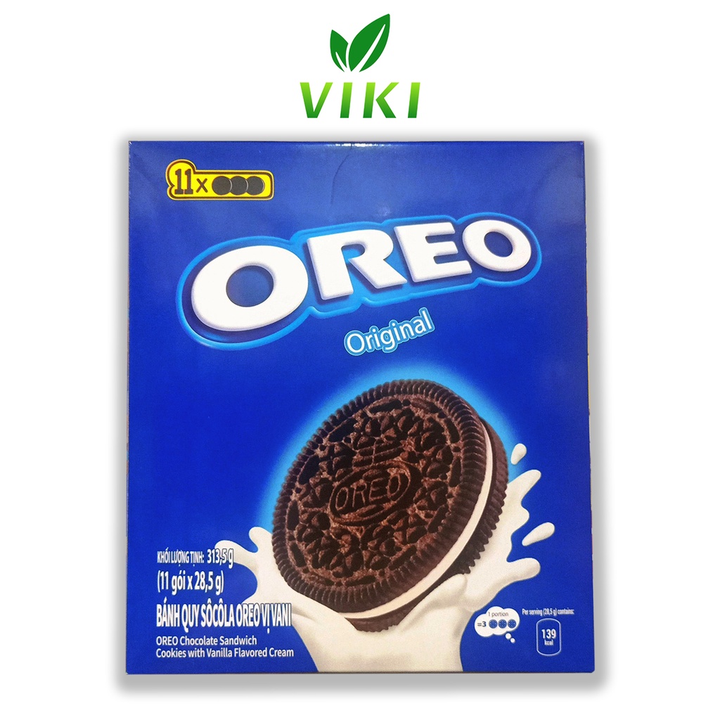 Bánh Quy Socola Oreo Vị Vani Hộp 313.5g (11 gói x 28.5g)