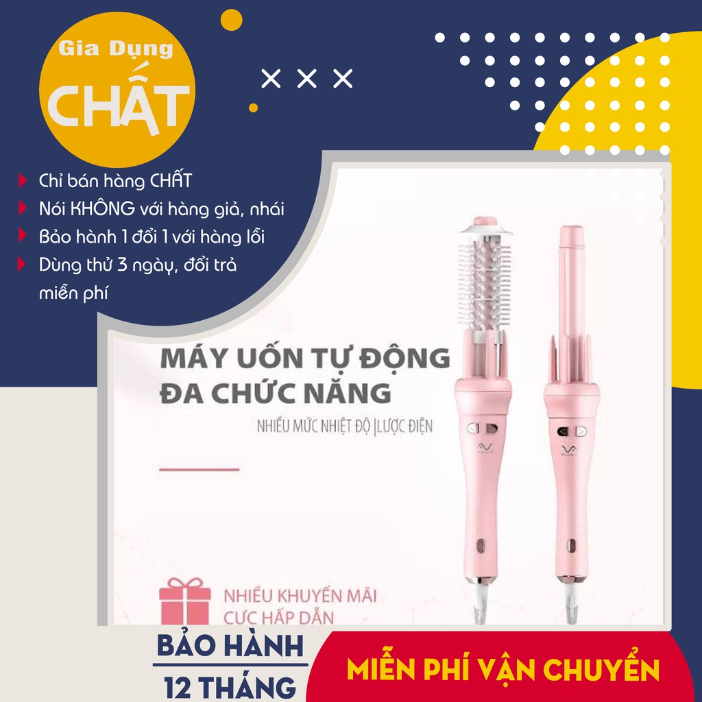 [Hàng Chuẩn] Máy Uốn Tóc Xoăn Cầm Tay, Lược Uốn Tóc Xoăn Cầm Tay Xoay 360 Tự Động