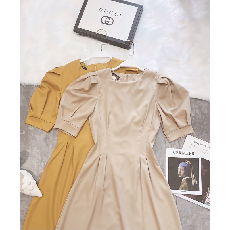 Váy li eo tay bồng cổ tròn | BigBuy360 - bigbuy360.vn