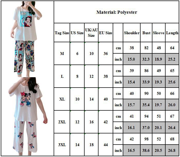 Set Đồ Ngủ Ngắn In Hình Dễ Thương Cho Nữ