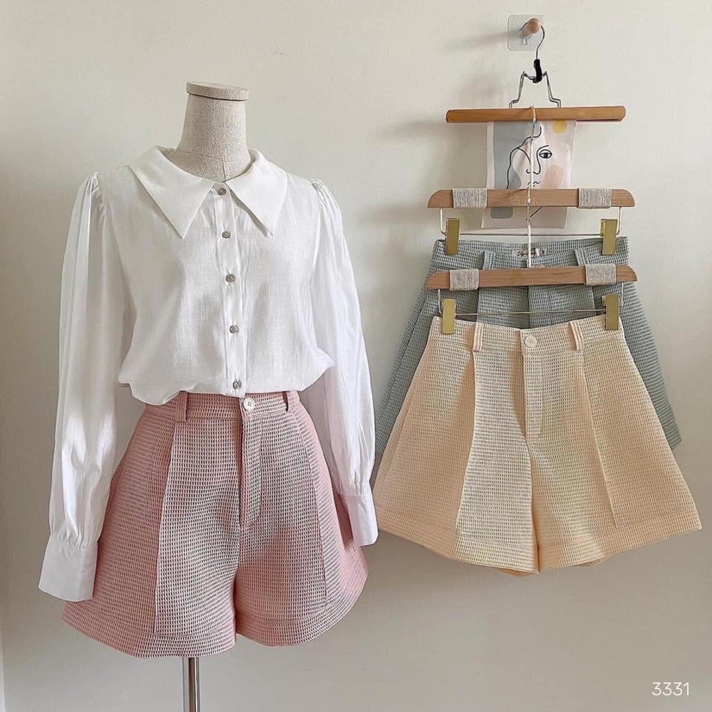 Quần short đùi nữ cạp cao nhiều màu chất gấm ô cao cấp phong cách sang chảnh cá tính trẻ trung năng động QS08