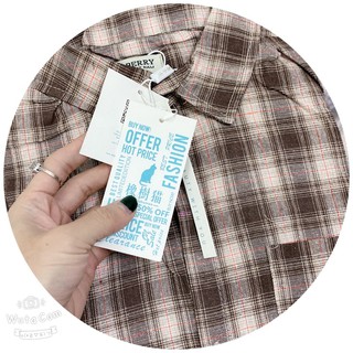 Áo kẻ sơ mi nâu dành cho nữ