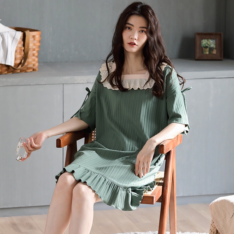 đồ ngủ Công Chúa 100% Cotton Màu Xanh Lá Nhạt Thoải Mái | BigBuy360 - bigbuy360.vn