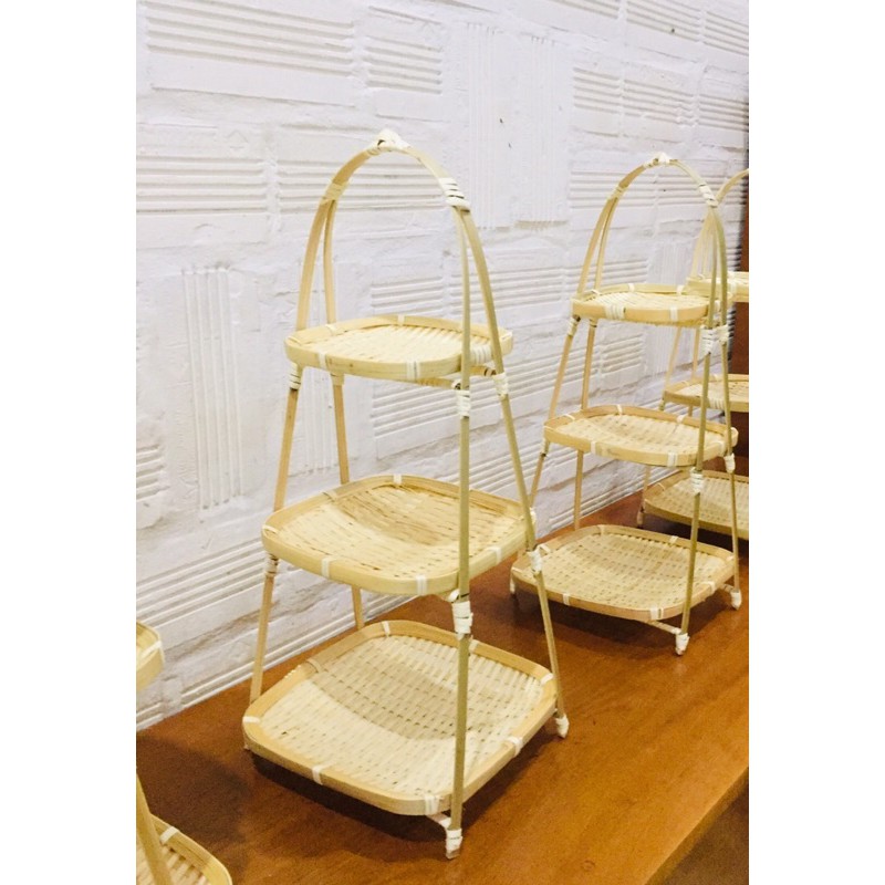 Kệ mẹt tre vuông bày trí bàn ăn, decor chụp ảnh, trang trí tiệc; Party