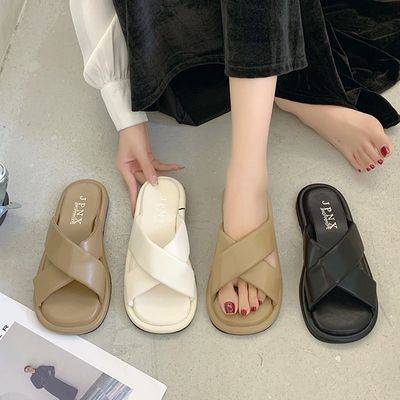 Dép đi biển Dép bánh mì đế cao Dép Sandal Đế Mềm Chống Trượt Quai Chéo Thời Trang Mùa Hè Cho Mẹ Bầu