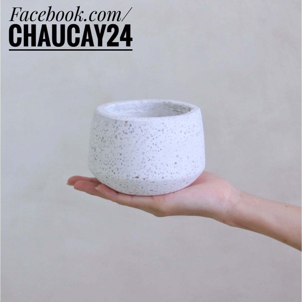 Chậu cây cảnh bằng xi măng đá mài giọt nước trồng cây cảnh phong thủy, chậu cây để bàn