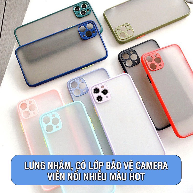 Ốp Lưng Iphone Lưng Nhám Mờ Bảo Vệ Camera Viền Nổi Màu Macron  11promax/12/13/12promax/13promax