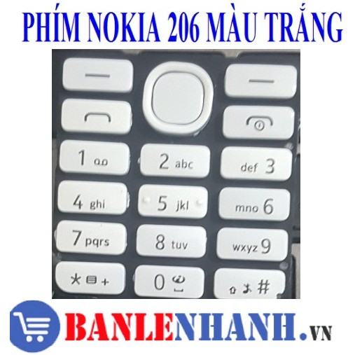 PHÍM NOKIA 206 MÀU TRẮNG