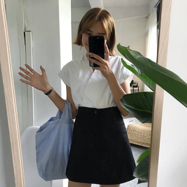 Chân vây thô , chân váy dáng a thô kaki